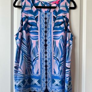 Tropical Blue and Pink Sleeveless Top